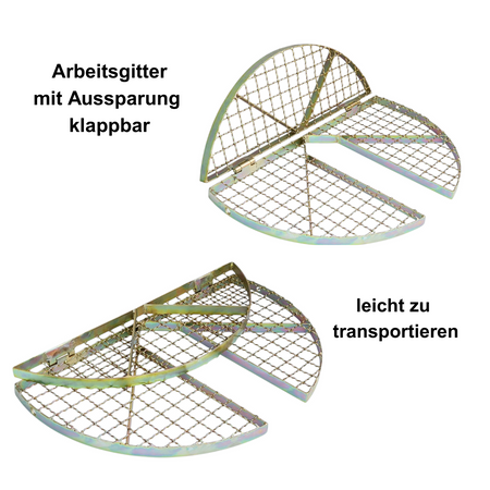 Arbeitsgitter klappbar SG041 Ø 670 mm Schachtabdeckung mit Aussparung (ohne Fahnen)