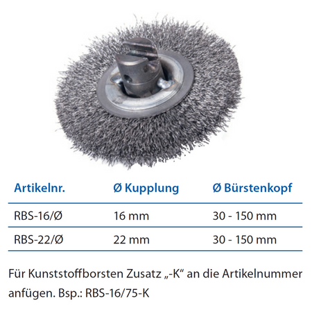 Scheiben-Rohrbürste DN 150 mm, 22 mm Kupplung, Stahldraht