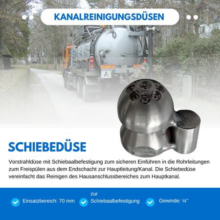 Schiebedüse 1/2", ohne Rückstrahl, mit Kupplung und inkl. 9 Keramikeinsätze