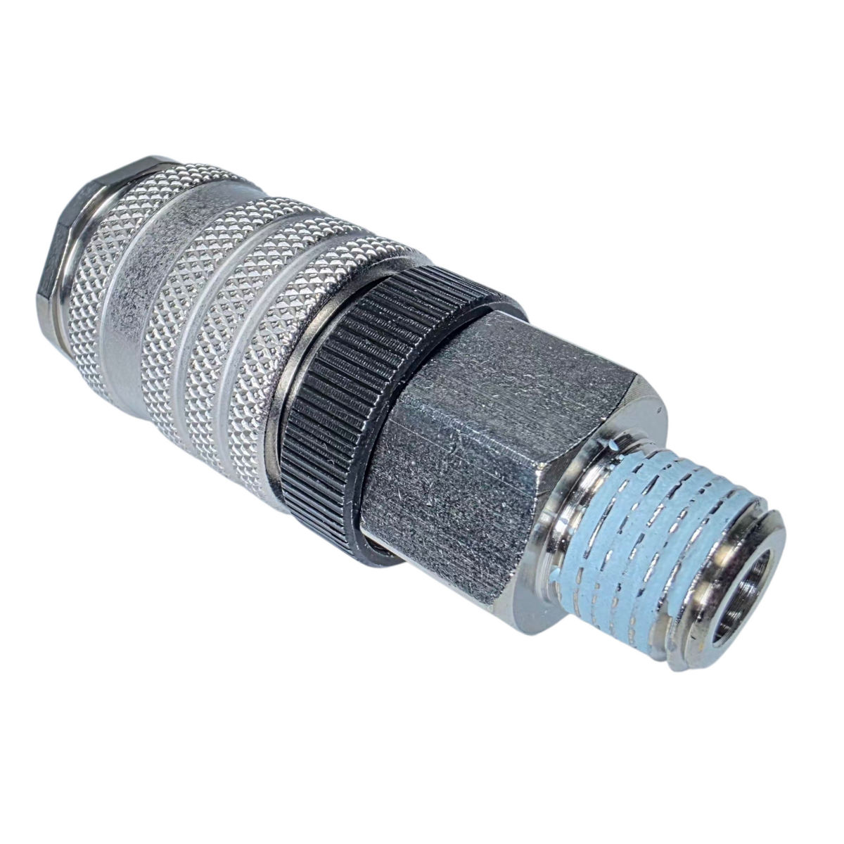 Compressed-air coupling NW 7,8 mm, 1/4" male thread with retaining ring, Syskan engraving