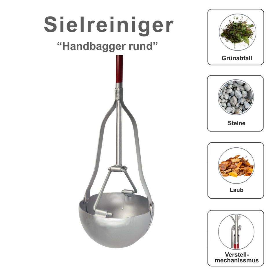 Sielreiniger, rund 1,5 m lang, 9 cm Ø, Handbagger