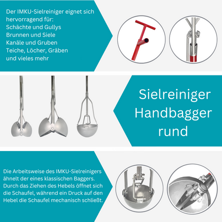 Sielreiniger, rund 2 m lang, 20 cm Ø, Handbagger