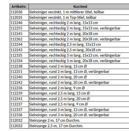 Sielreiniger, rund 2 m lang, 13 cm Ø, Handbagger