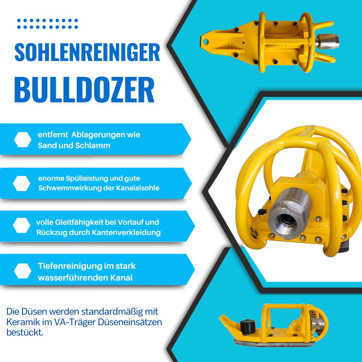 Bulldozer 1", sole cleaner with 8 ceramic inserts