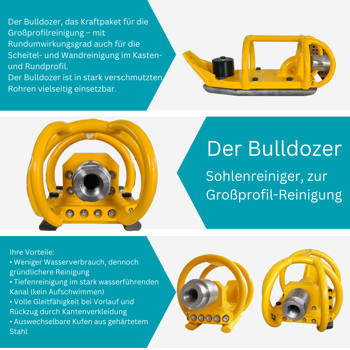 Bulldozer 1 1/4", sole cleaner with 10 ceramic inserts