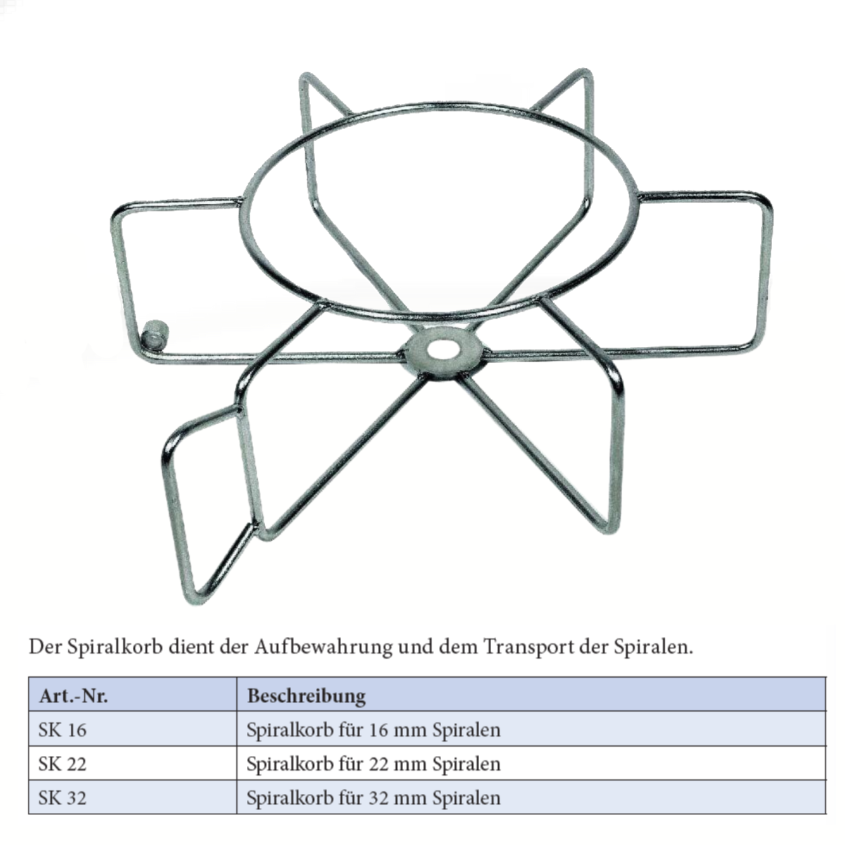Spiralkorb für 16er Spiralen, zum Transport der Spiralen - Syskan - Online Shop: Abwassertechnik