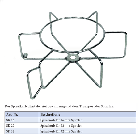 Spiralkorb für 16er Spiralen, zum Transport der Spiralen - Syskan - Online Shop: Abwassertechnik
