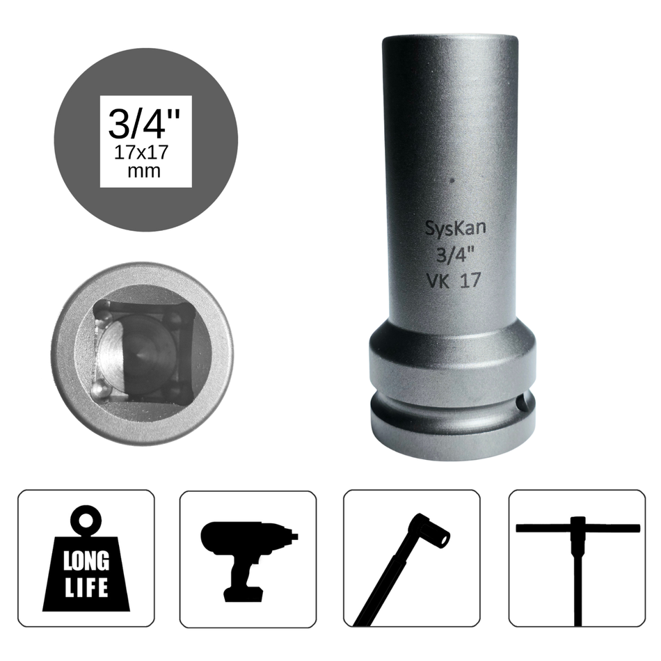 Stecknuss Innenvierkant 3/4", SW 17 mm Steckschlüssel