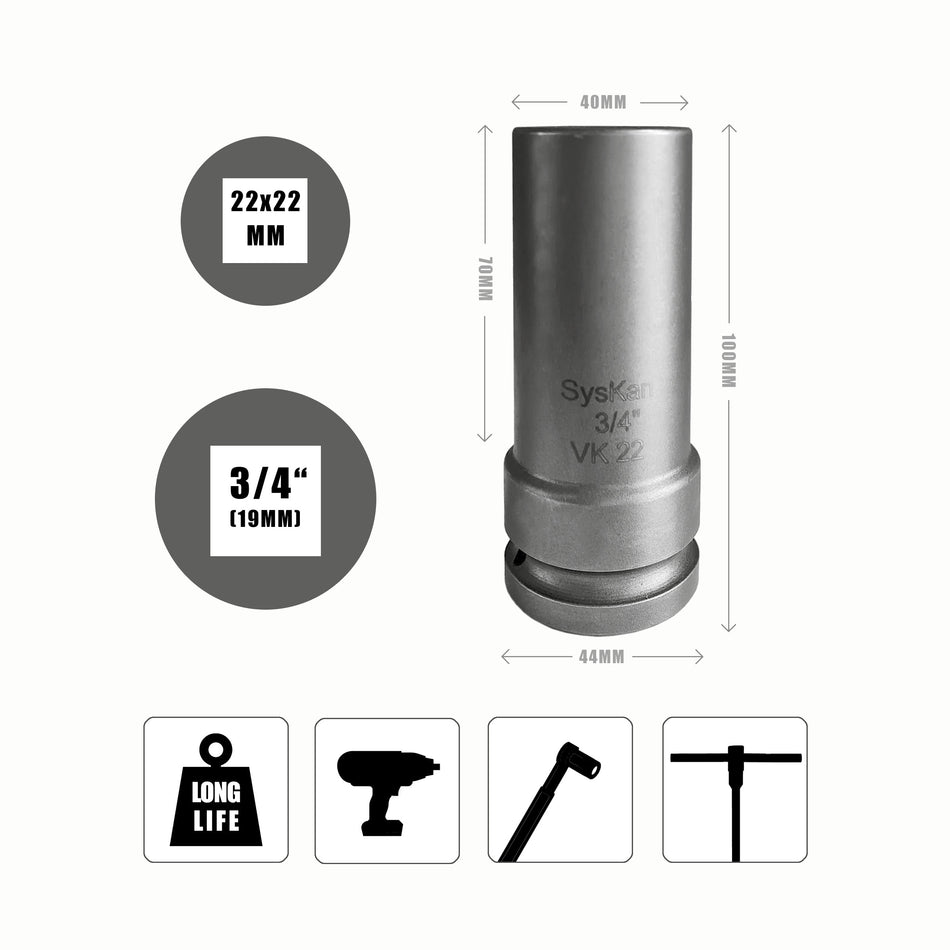 Stecknuss Innenvierkant 3/4", SW 22 mm Steckschlüssel