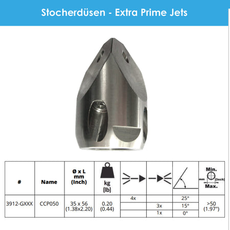 Penetrating nozzle 1/2" ExPJ cleaning nozzle with steel inserts