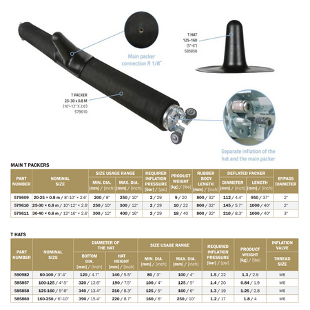 T-packer (main packer), 250-300, 1 Meter