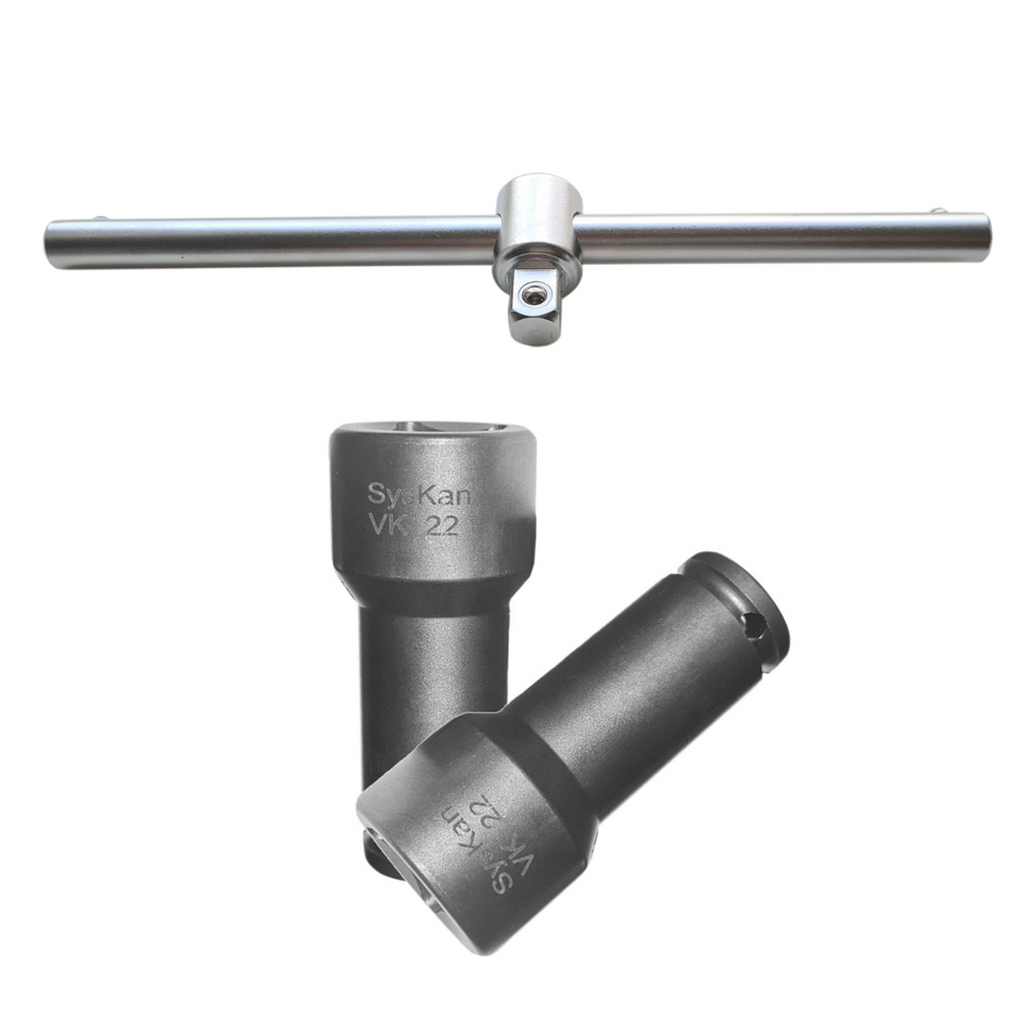 Stecknuss Set 17 und 22 mm VKT 1/2" Set mit T-Gleitgriff