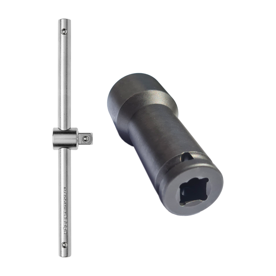 Stecknuss SW 22 mm, Vierkant 1/2" Steckschlüssel mit T-Gleitgriff