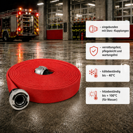 Wasserbefüllschlauch - Feuerwehrschlauch signalrot