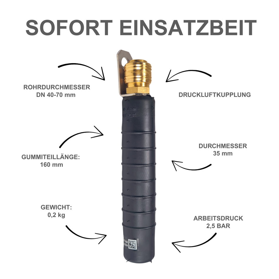 Rohr-Absperrblase Plugy DN 40-70 C (ölbeständig), 2,5 bar