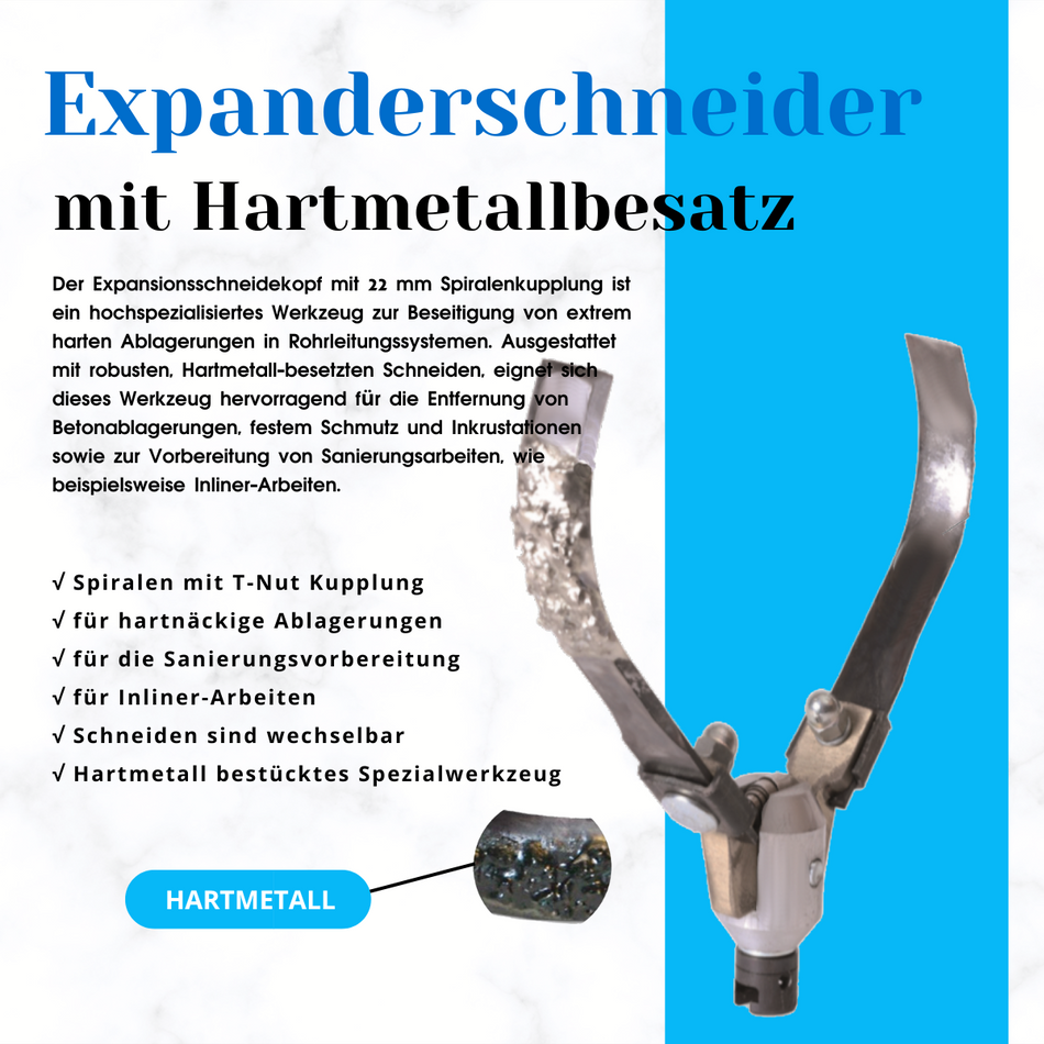 Expanderschneider/Expanderschneidkopf 22x200 mm, Hartmetall bestückt