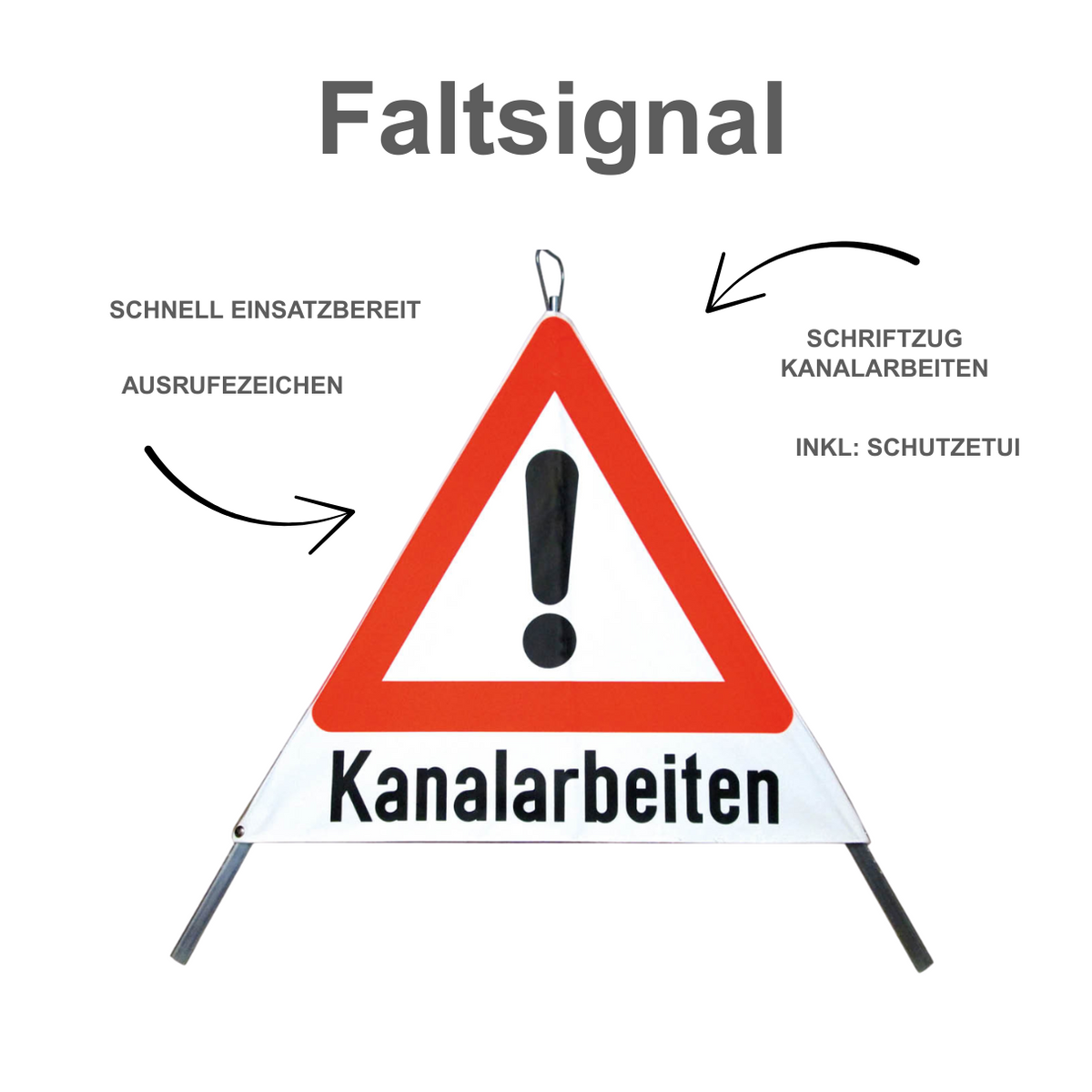 Faltsignal 90 cm [Gefahrstelle] "Kanalarbeiten" R1 stark reflektierend, Warndreieck