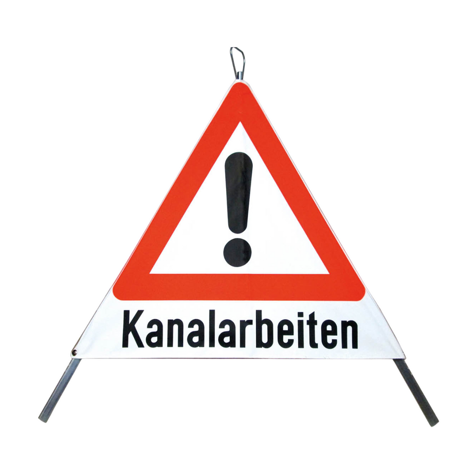 Faltsignal Typ 110 "Gefahrstelle" mit Schriftzug "Kanalarbeiten" R0
