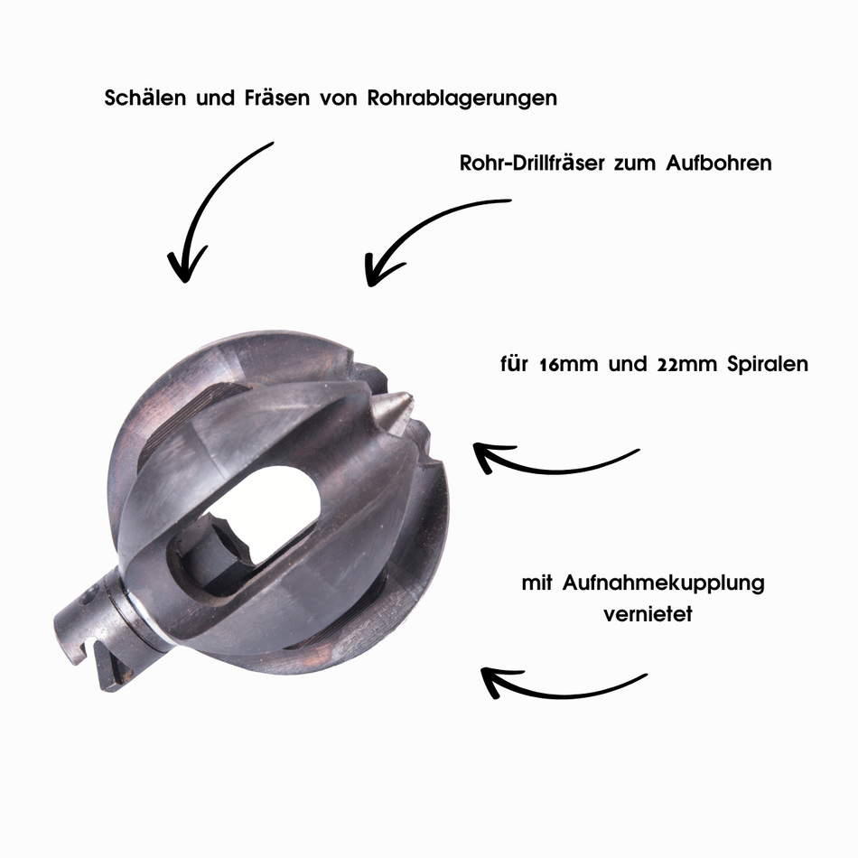 Frästulpe 16 mm Kupplung x Ø 60 mm, Spiralaufsatz, Fräswerkzeug