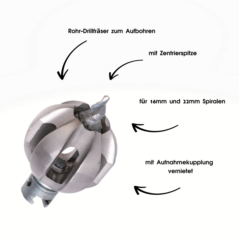 Frästulpe 16 mm Kupplung x Ø 22 mm mit Zentrierbohrerspitze