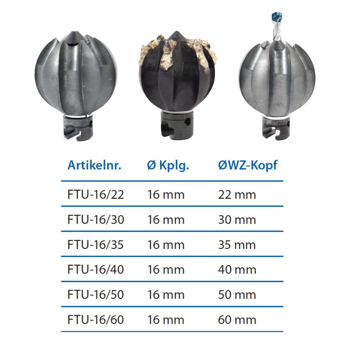 Frästulpe 16 mm Kupplung x Ø 40 mm, Fräswerkzeug - Syskan - Online Shop: Abwassertechnik