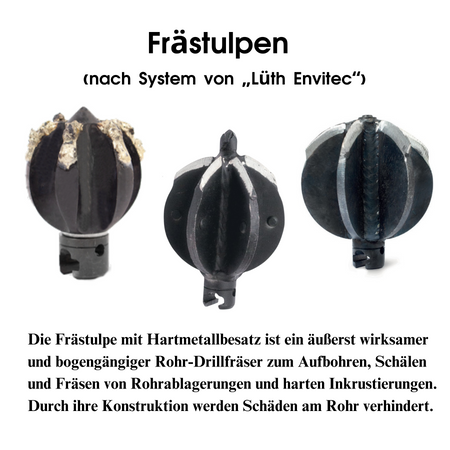 Frästulpe DN 75mm mit 22er-Kupplung und Hartmetallbesatz - Syskan - Online Shop: Abwassertechnik