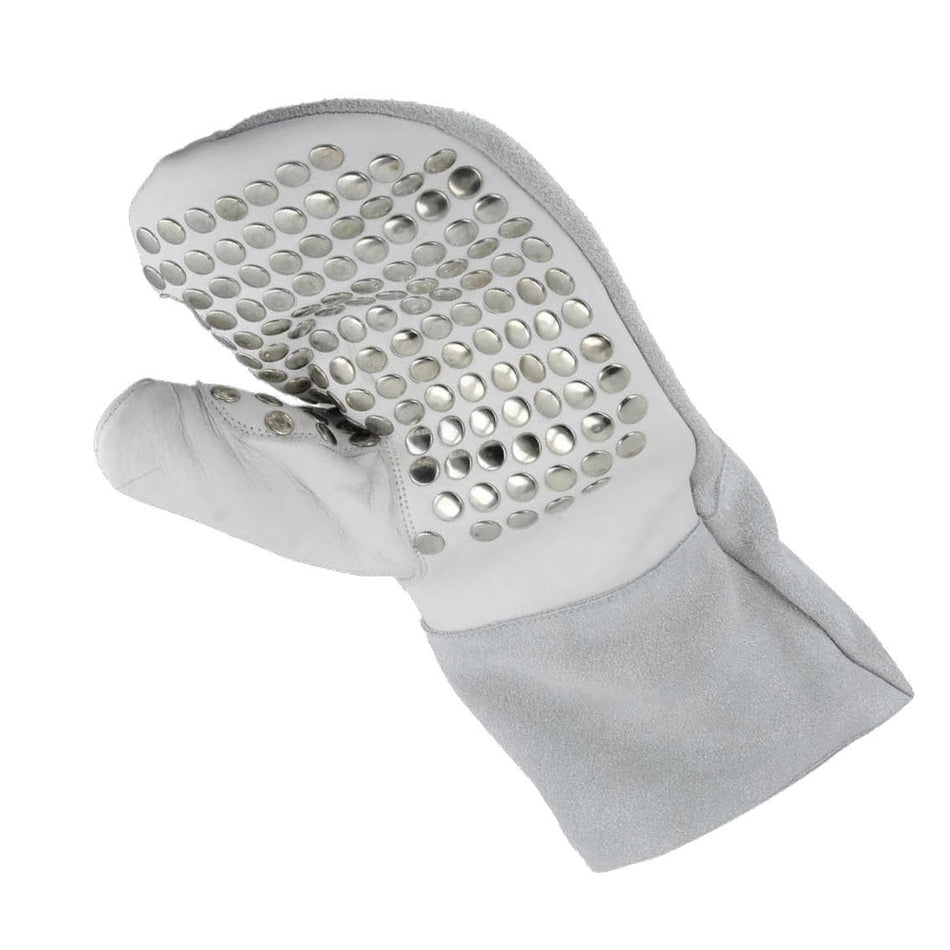 Führungshandschuh mit Nietenbesatz, Arbeitshandschuh weiß links