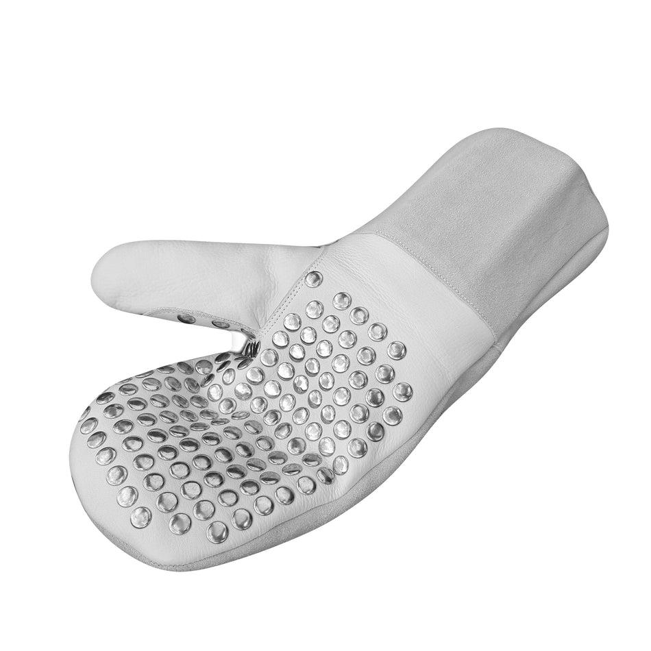 Führungshandschuh mit Nietenbesatz, Arbeitshandschuh weiß rechts