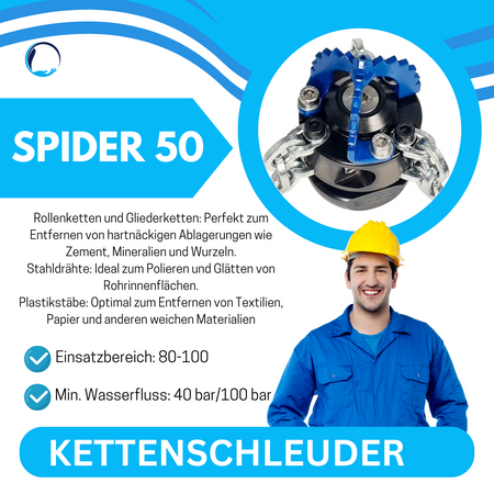 Kettenschleuder Spider 50, 1/2" DN 100, mit Gliederkette