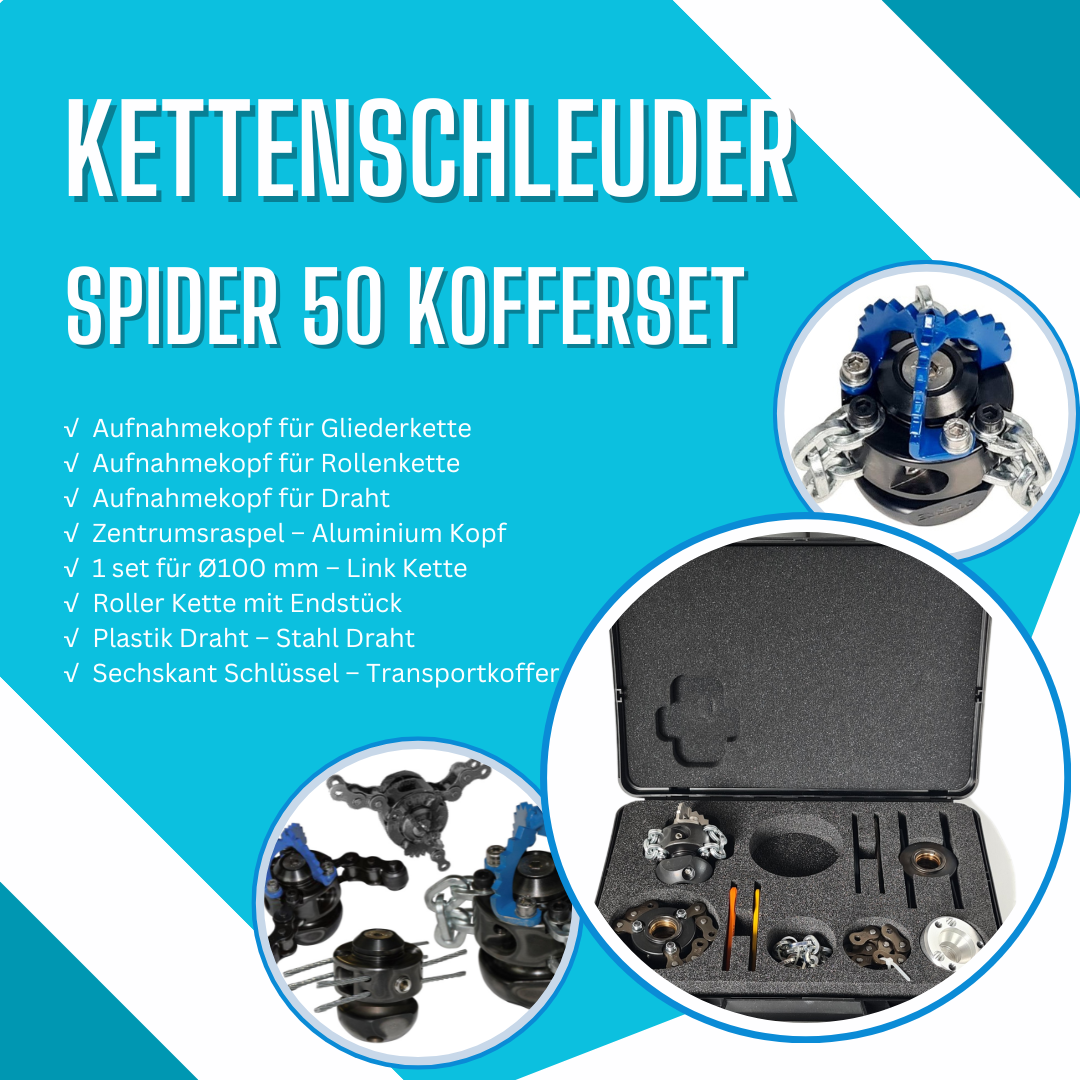 Kettenschleuder Spider 50, 1/2" DN 100, Set im Koffer ohne Endstück