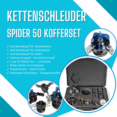 Kettenschleuder Spider 50, 1/2" DN 100, Set im Koffer ohne Endstück