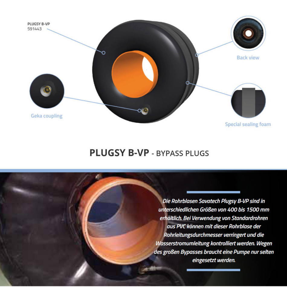 Vessie d'essai pour tuyaux B-VP Plugsy DN 600-1500 mm, ronde