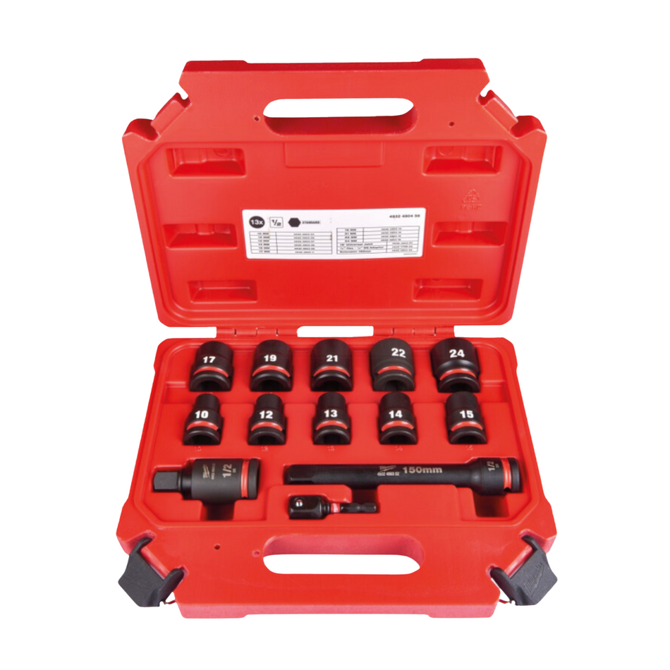 Milwaukee SHOCKWAVE™ Schlagnuss-Satz 1/2" kurz 13-teilig im Koffer