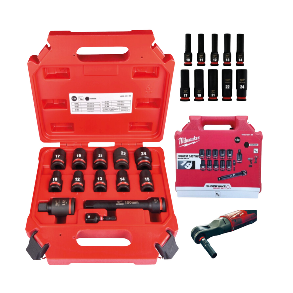 Milwaukee SHOCKWAVE™ Schlagnuss-Satz 1/2" kurz 13-teilig im Koffer