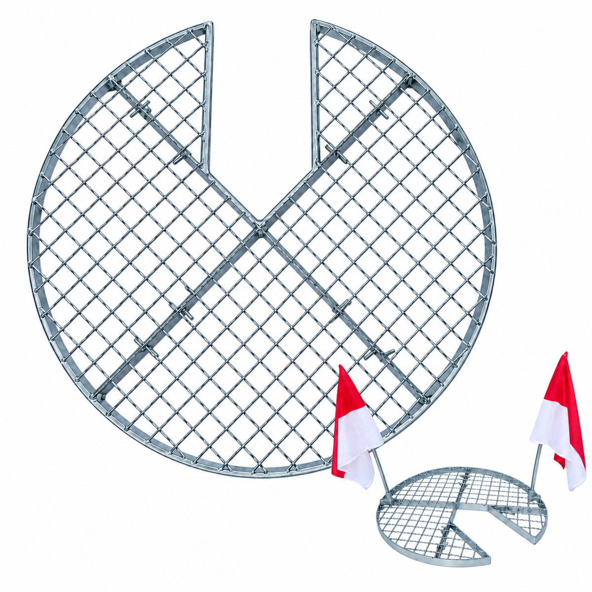 SG020 work grid Ø 670 mm manhole cover with opening (with flags)
