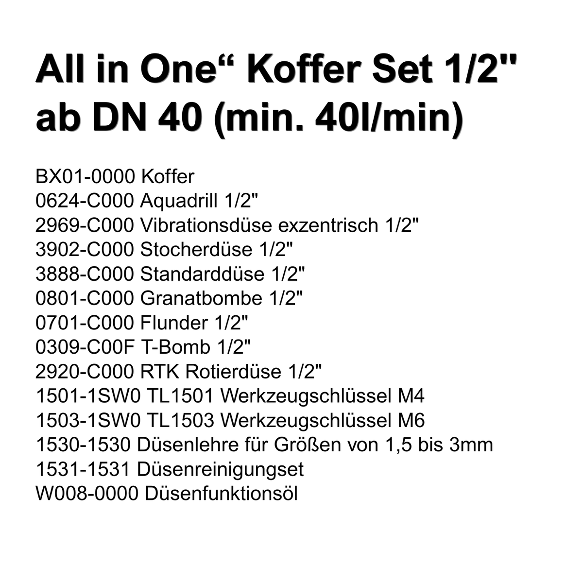 Düsenkoffer Set 2 "mittel" mit 1/2" Düsen (Keramikeinsätze)